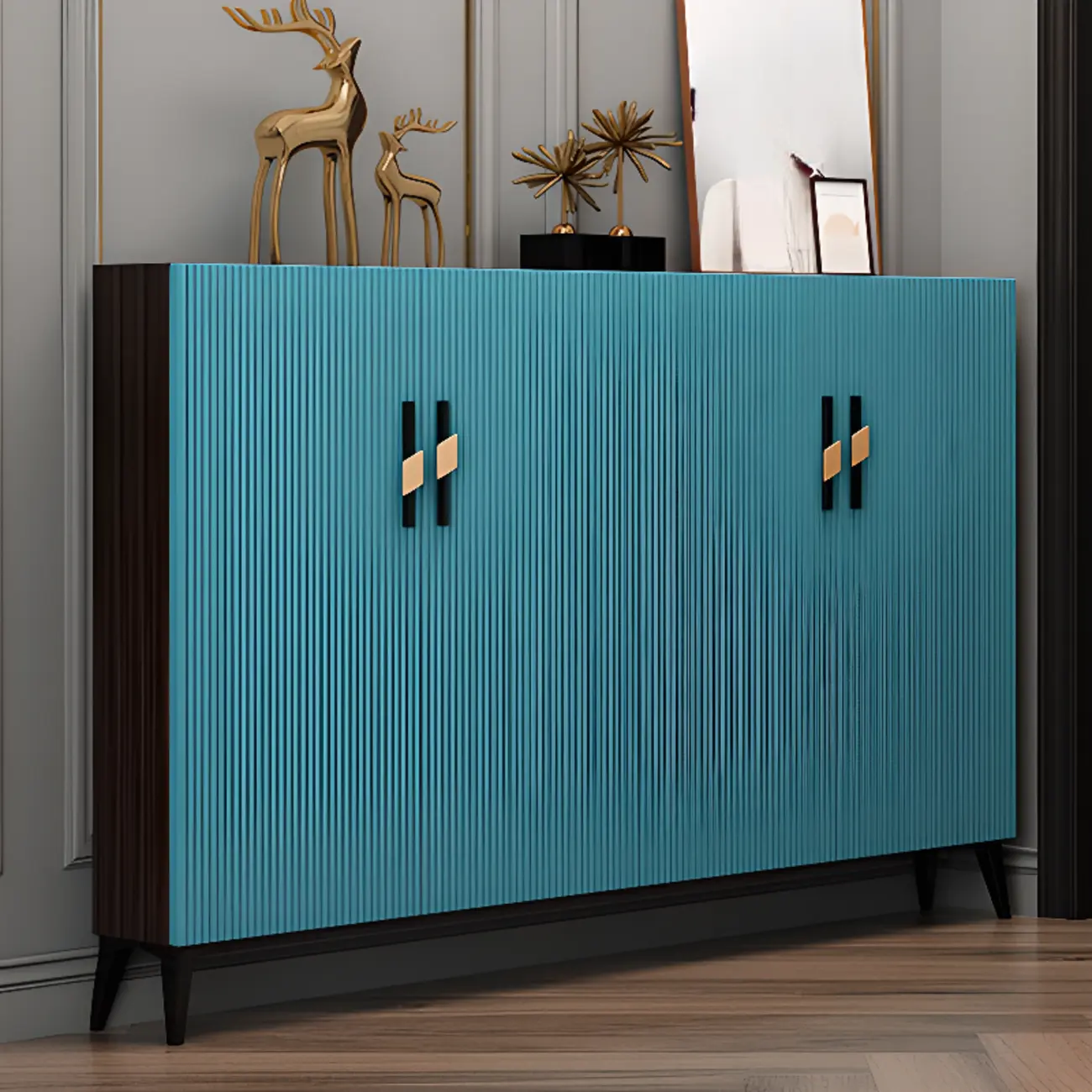 Modish White Wood Shoe Cabinet with Adjustable Shelves Image - 4 | homeyfad