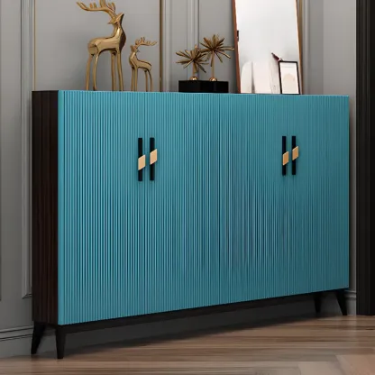 Modish White Wood Shoe Cabinet with Adjustable Shelves Image - 4