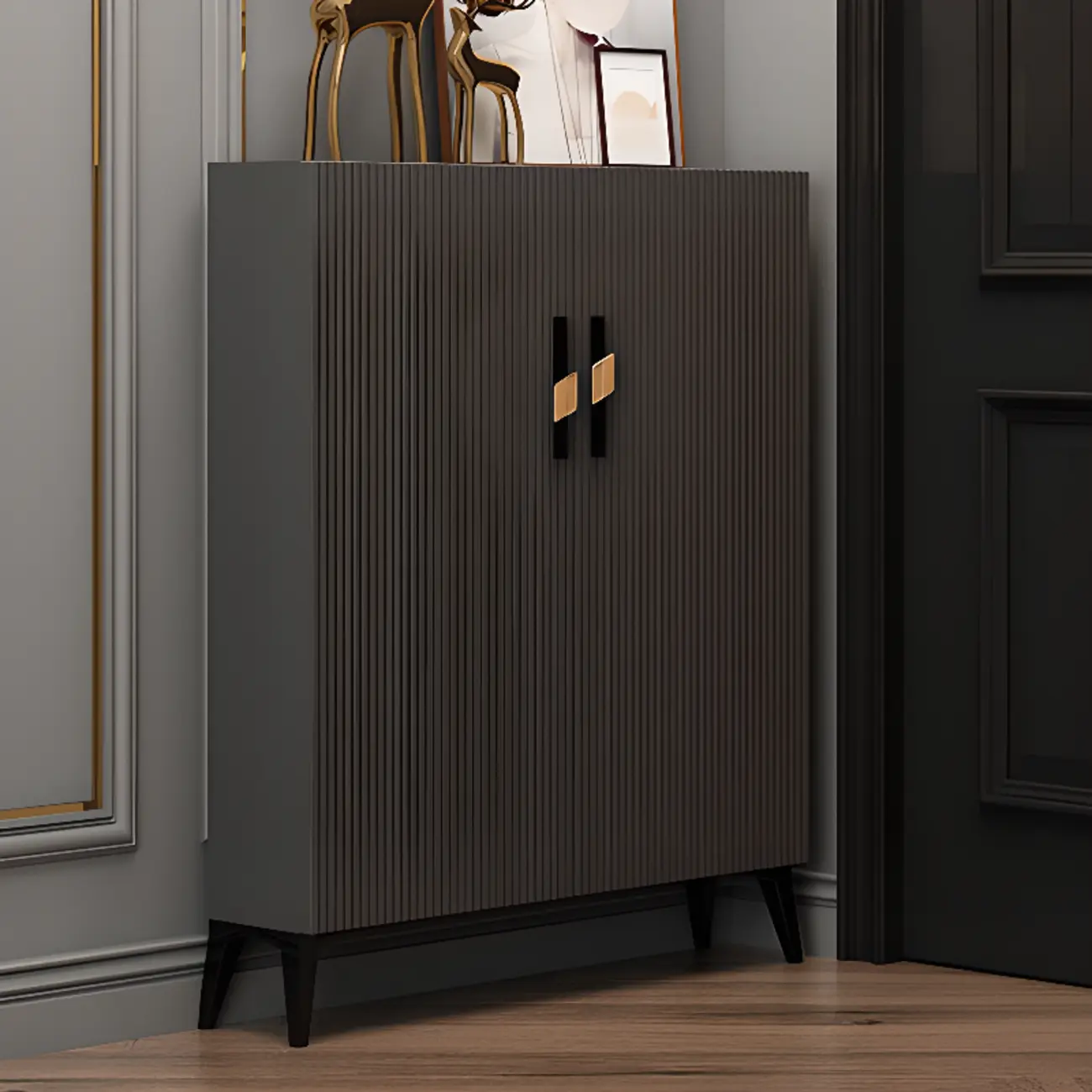 Modish White Wood Shoe Cabinet with Adjustable Shelves Image - 7 | homeyfad