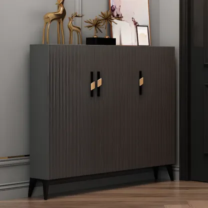 Modish White Wood Shoe Cabinet with Adjustable Shelves Image - 9