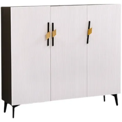 Modish White Wood Shoe Cabinet with Adjustable Shelves Image - 10
