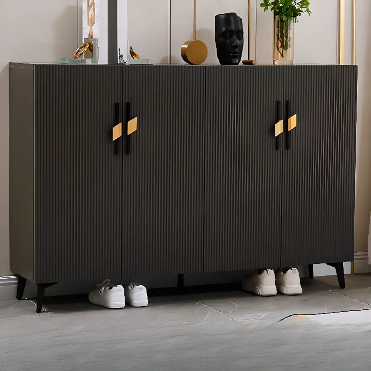 Modish White Wood Shoe Cabinet with Adjustable Shelves Image - 18