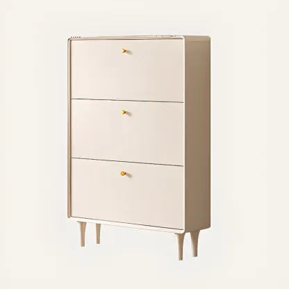 Beige Wood Entryway Shoe Cabinet with Hidden Storage  Image - 10