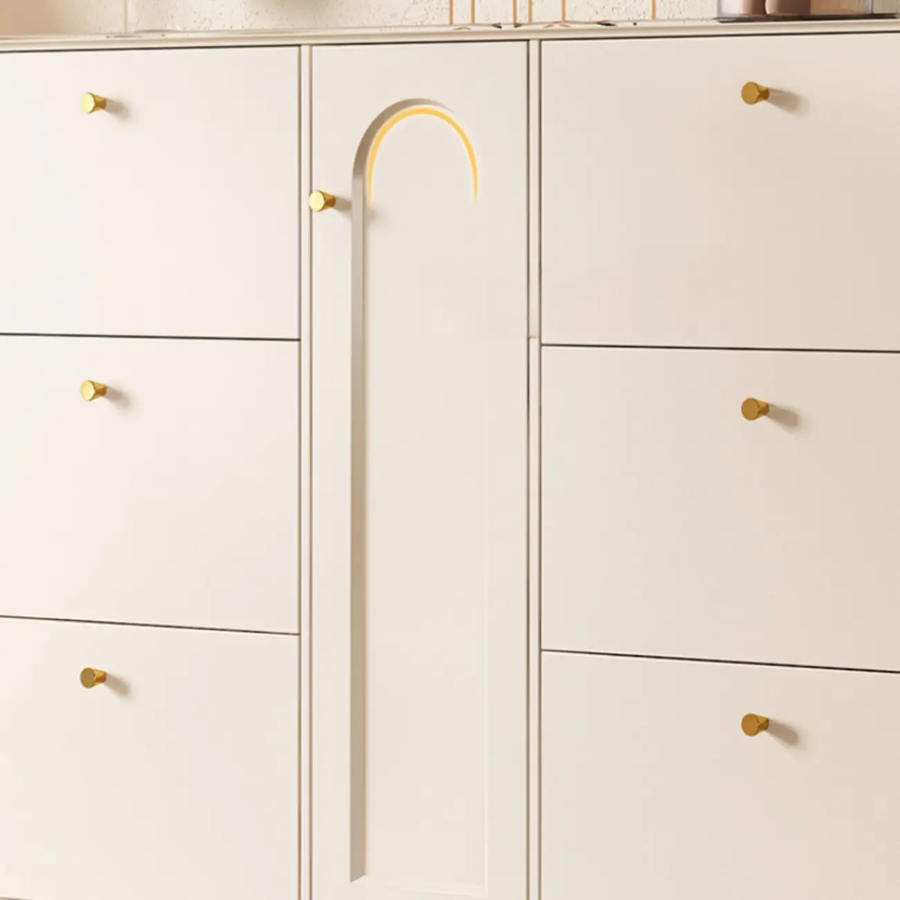 Beige Wood Entryway Shoe Cabinet with Hidden Storage  Image - 11 | homeyfad