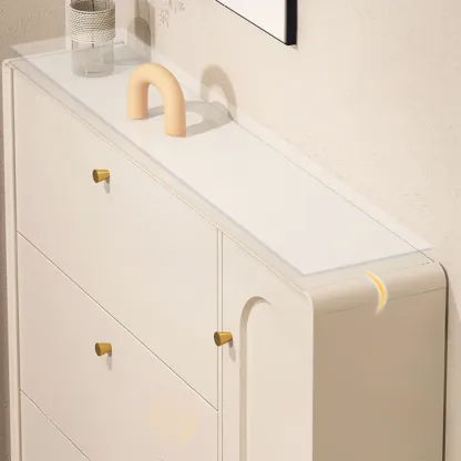 Beige Wood Entryway Shoe Cabinet with Hidden Storage  Image - 12