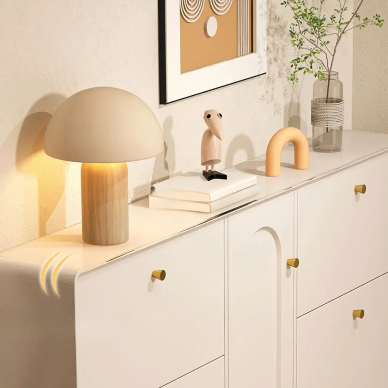 Beige Wood Entryway Shoe Cabinet with Hidden Storage  Image - 14