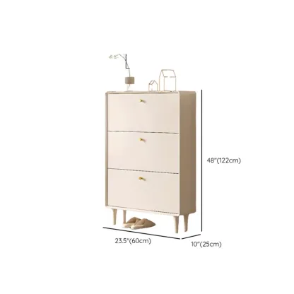 Beige Wood Entryway Shoe Cabinet with Hidden Storage  #size