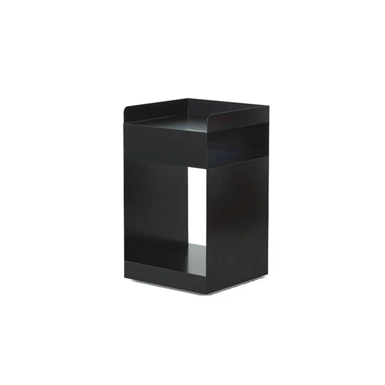 White Rectangular Steel Swivel Side Table with Storage Image - 11 | homeyfad