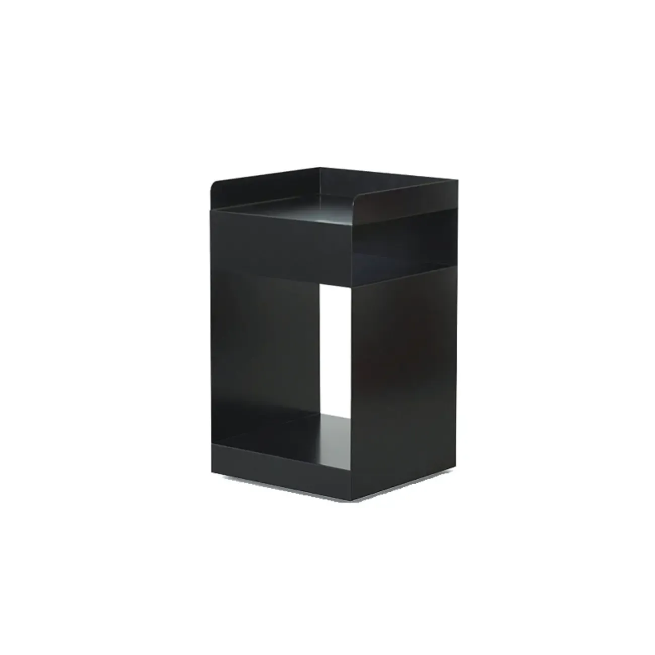 White Rectangular Steel Swivel Side Table with Storage Image - 11