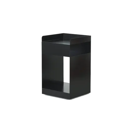 White Rectangular Steel Swivel Side Table with Storage Image - 11