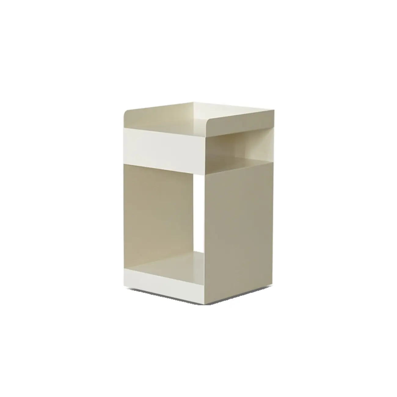 White Rectangular Steel Swivel Side Table with Storage Image - 12 | homeyfad