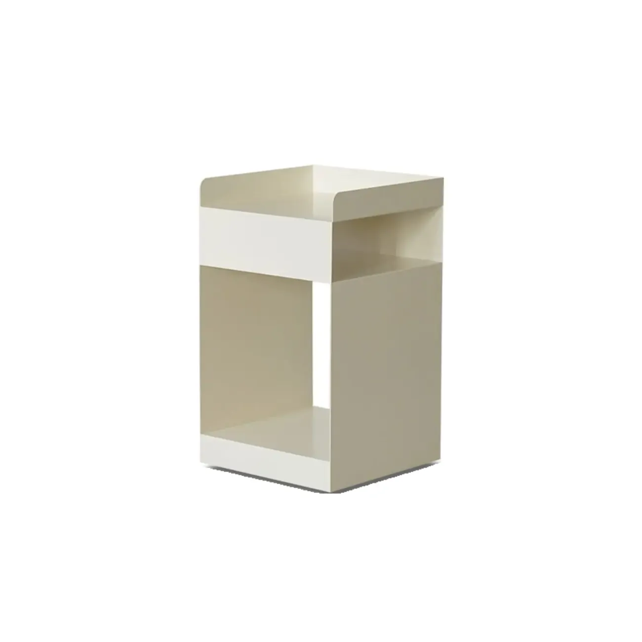 White Rectangular Steel Swivel Side Table with Storage Image - 12