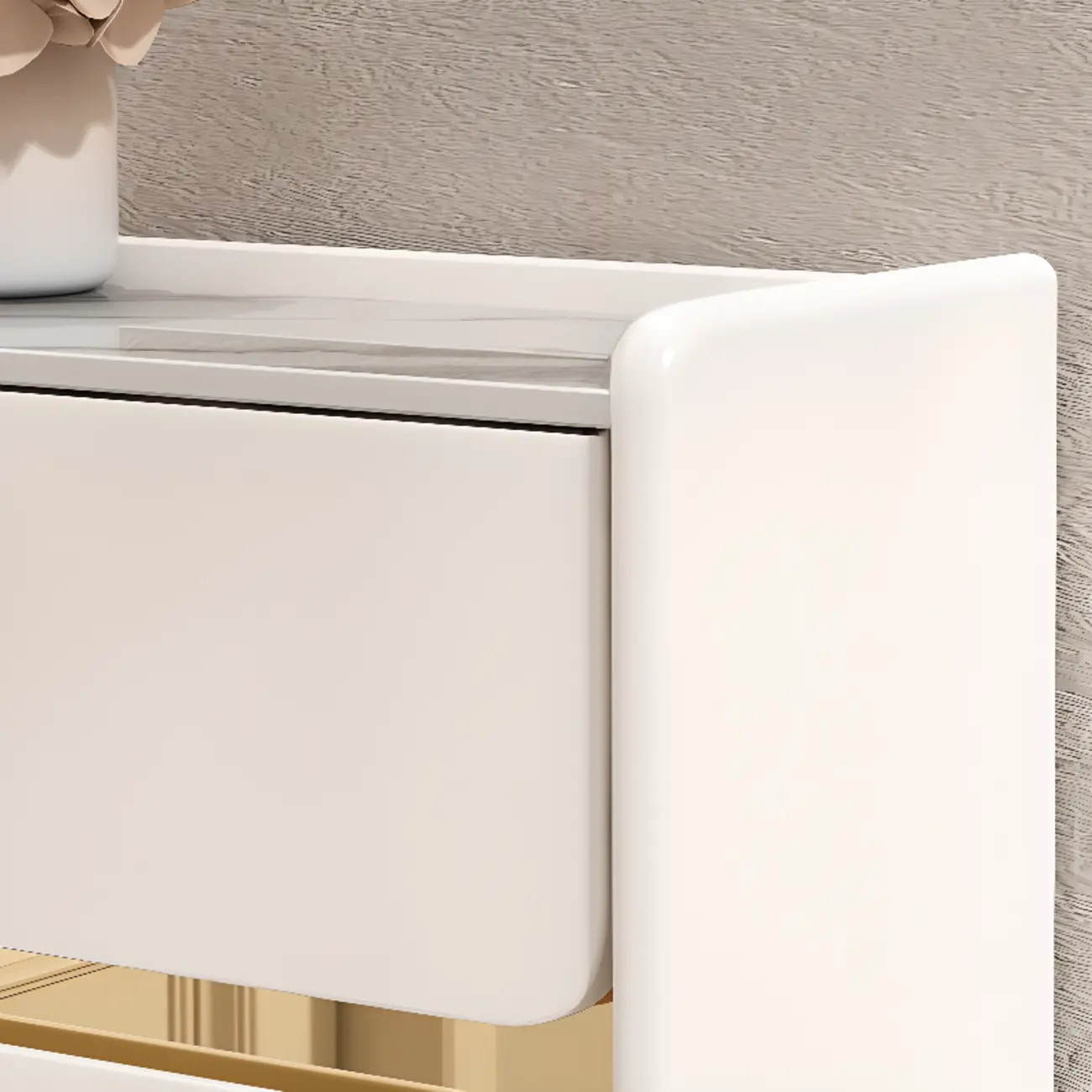 Entryway Glam White Wood Shoe Cabinet with Drawers Image - 6 | homeyfad