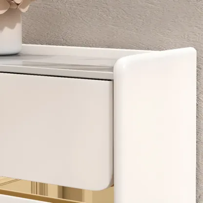 Entryway Glam White Wood Shoe Cabinet with Drawers Image - 6