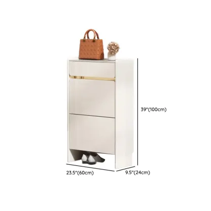 Entryway Glam White Wood Shoe Cabinet with Drawers Image - 22