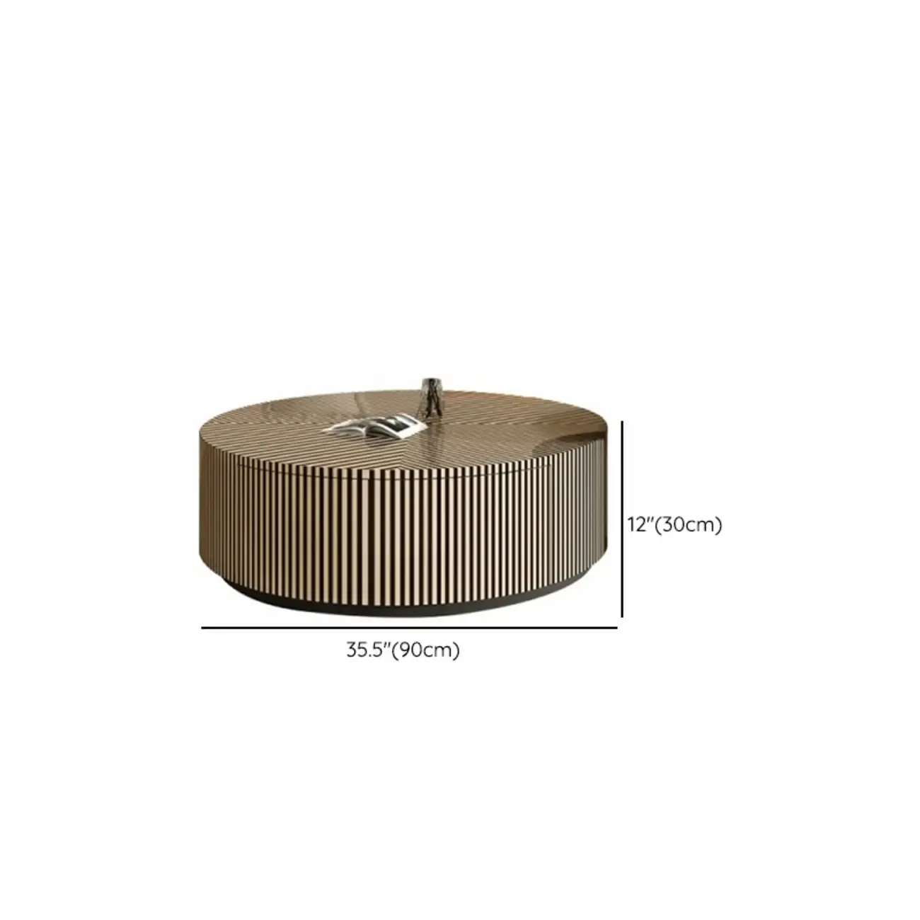 Black and White Stripe Wooden Round Coffee Drawer Table #size