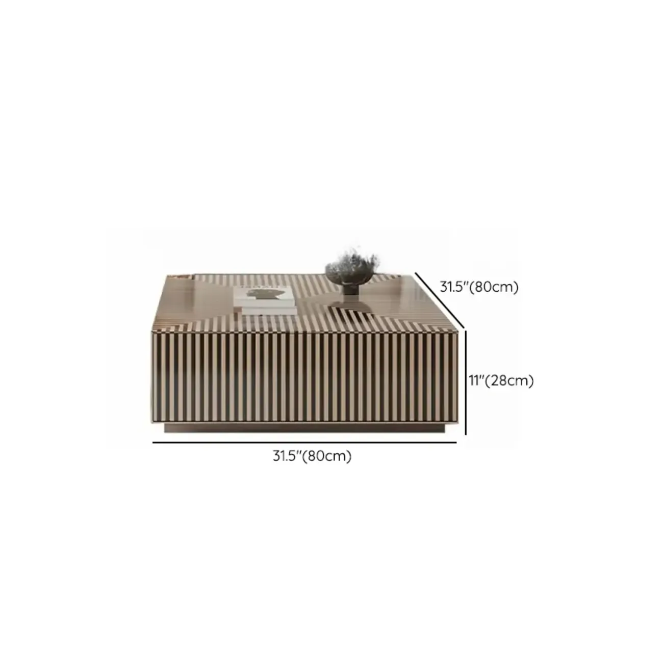Black and White Stripe Wooden Round Coffee Drawer Table Image - 13