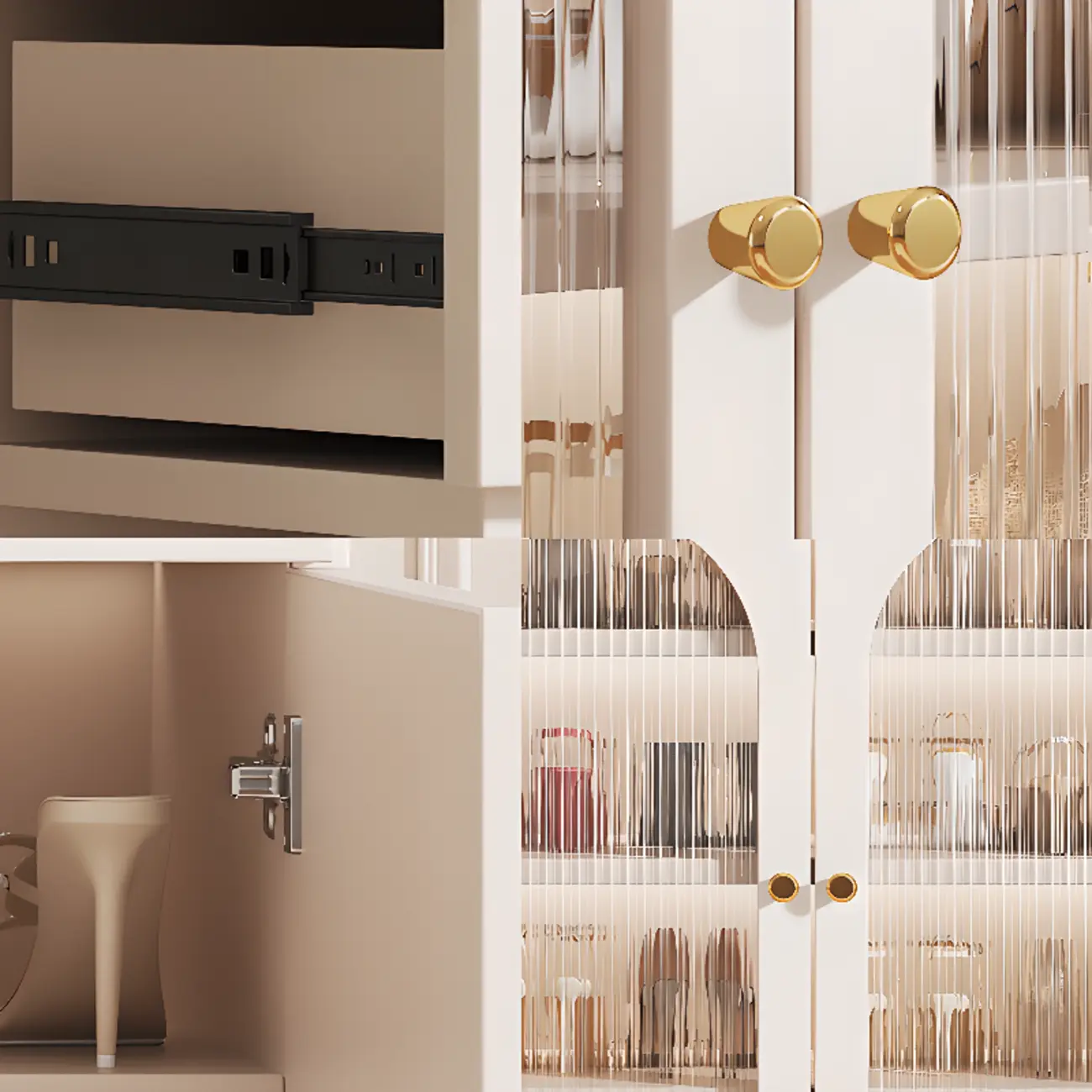 Modern White Wood Entryway Shoe Cabinet with Doors Image - 10 | homeyfad