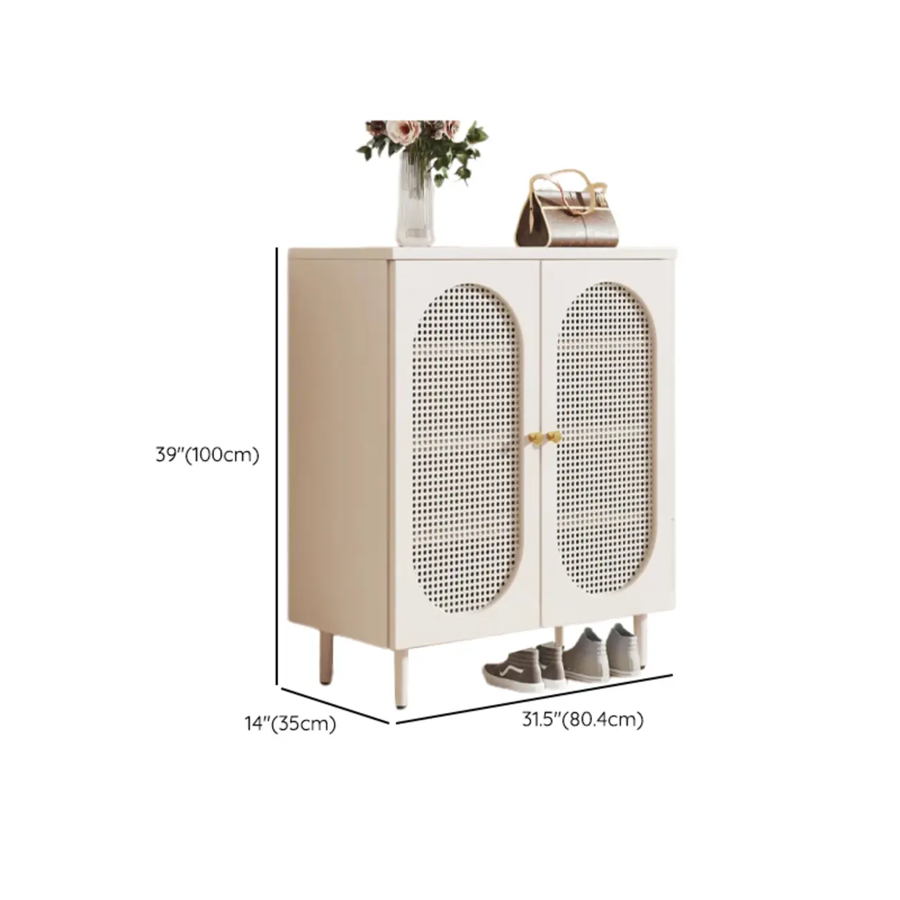 Modern White Wood Entryway Shoe Cabinet with Doors #size | homeyfad