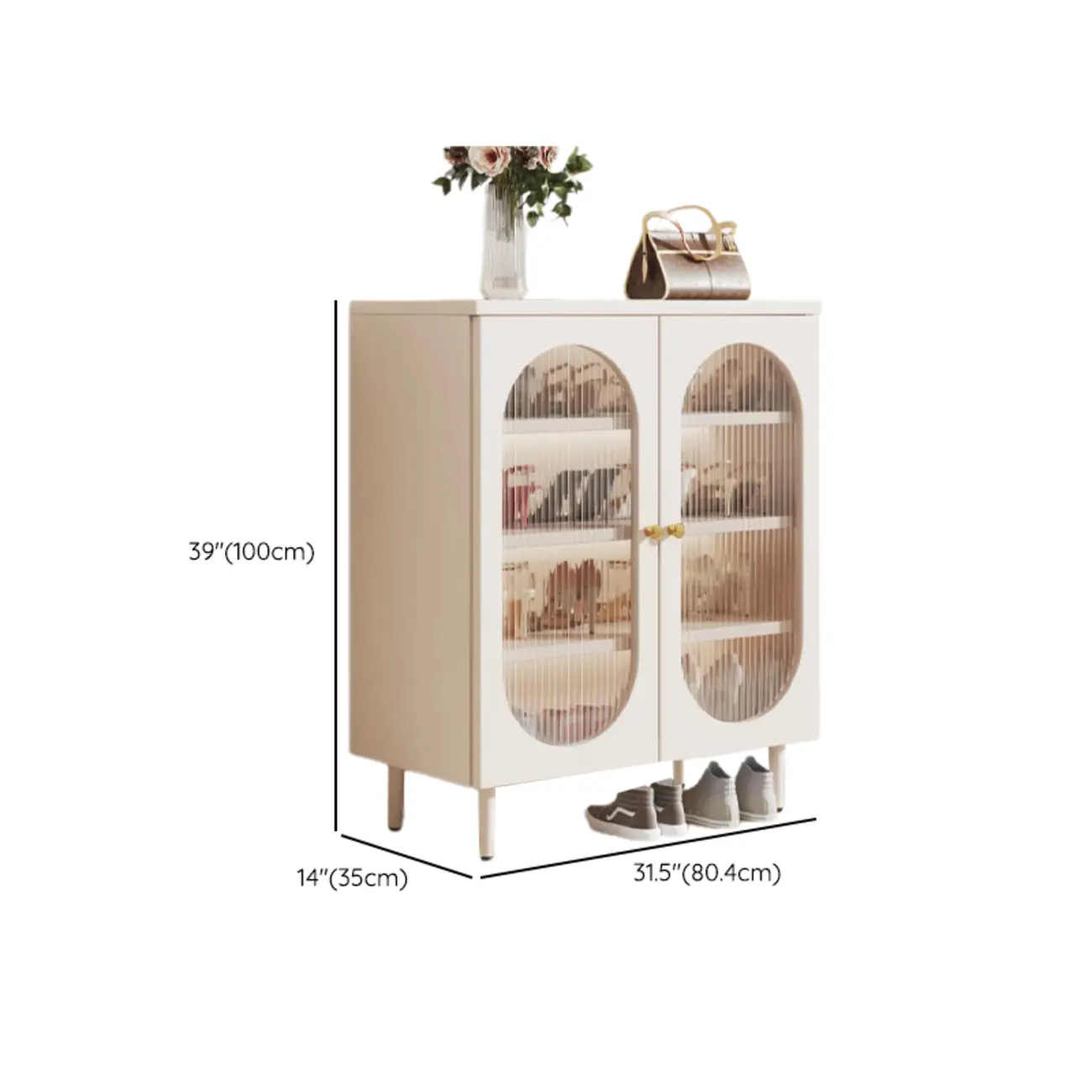 Modern White Wood Entryway Shoe Cabinet with Doors Image - 15 | homeyfad