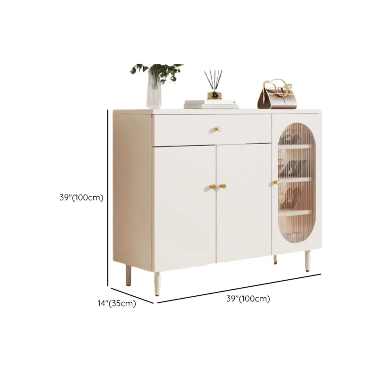 Modern White Wood Entryway Shoe Cabinet with Doors Image - 17 | homeyfad