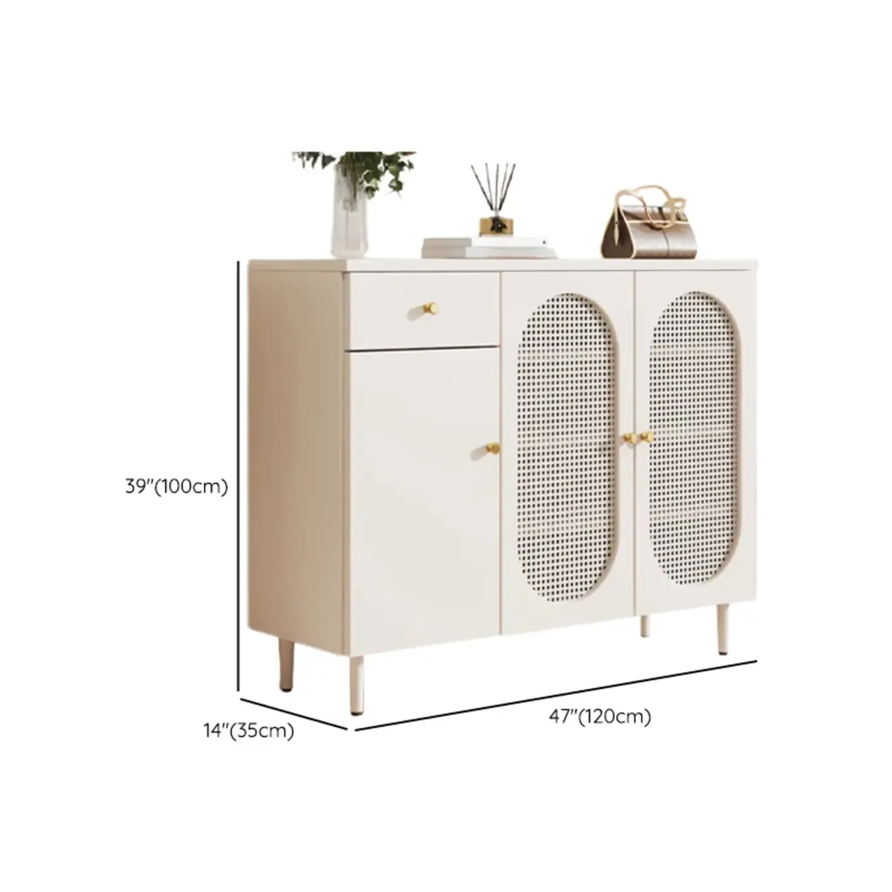 Modern White Wood Entryway Shoe Cabinet with Doors Image - 18