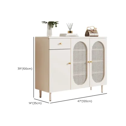 Modern White Wood Entryway Shoe Cabinet with Doors Image - 18