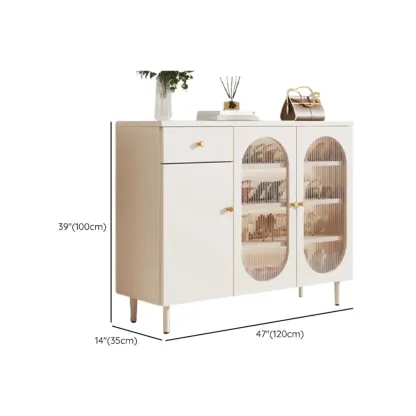 Modern White Wood Entryway Shoe Cabinet with Doors Image - 19