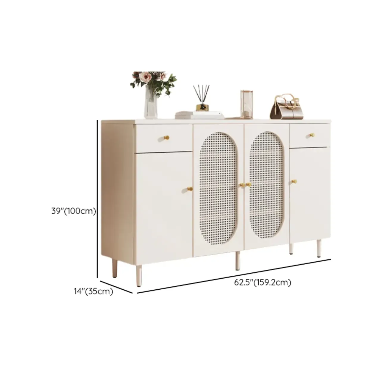Modern White Wood Entryway Shoe Cabinet with Doors Image - 20