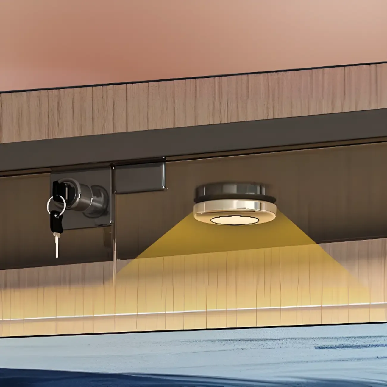 Lighting Metal Shelf Floor Wine Cabinet with Glass Doors Image - 7