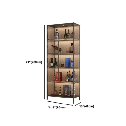 Lighting Metal Shelf Floor Wine Cabinet with Glass Doors Image - 13