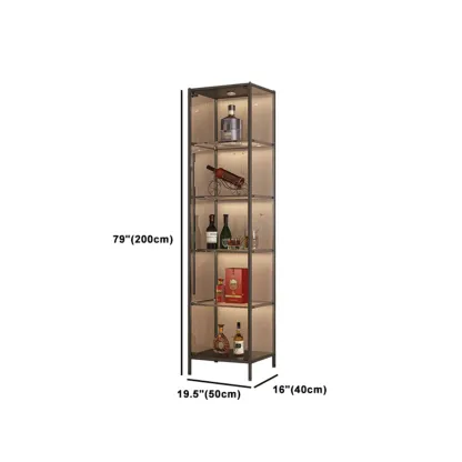 Lighting Metal Shelf Floor Wine Cabinet with Glass Doors Image - 14