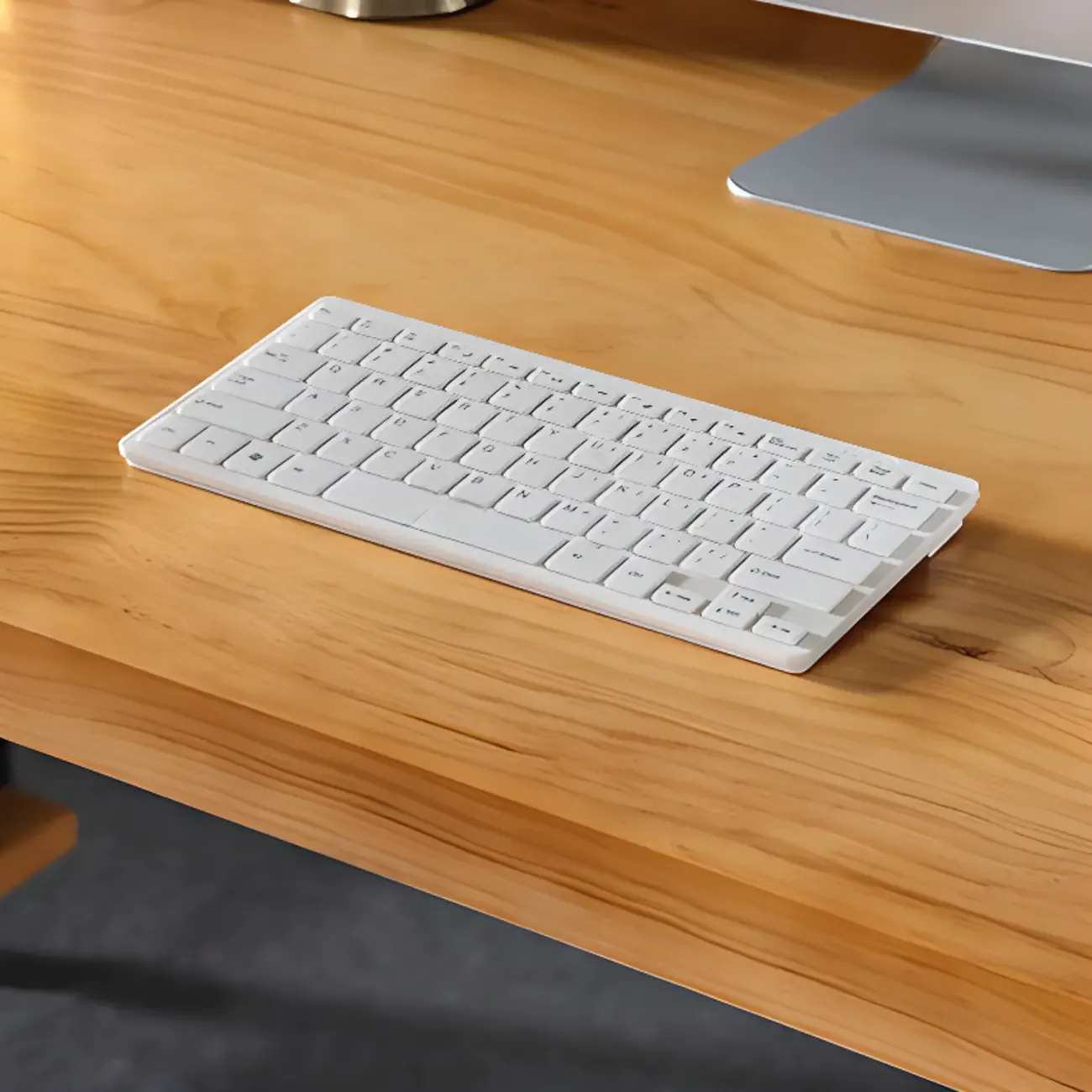 Minimalist Natural Wooden Office Desk with Drawers and Shelves Image - 6
