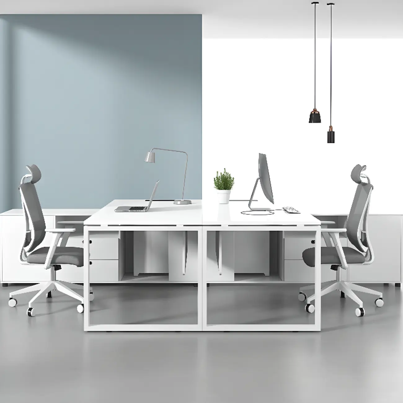 Classic White Wooden Writing Desk with CPU Storage Image - 2 | homeyfad