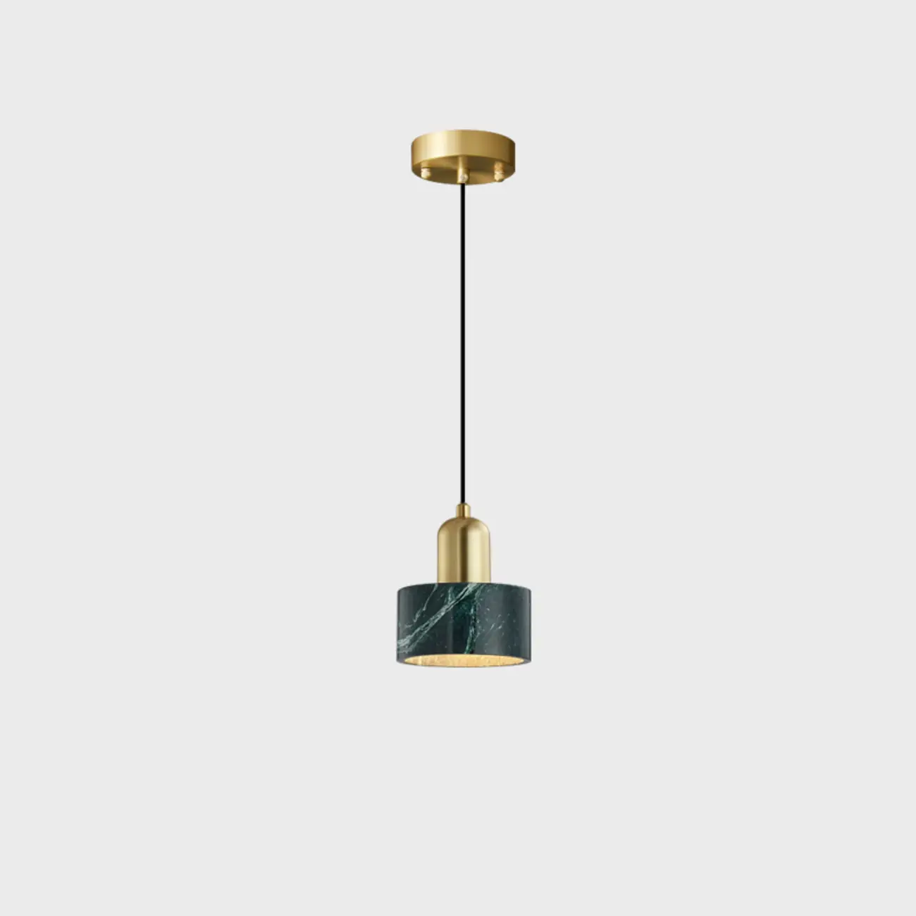 Modern Green Stone Cylinder Black Hanging Pendant Light | homeyfad