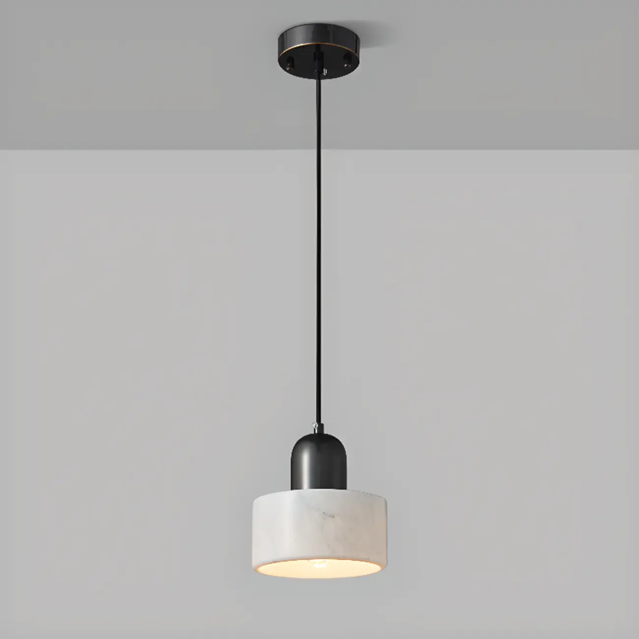Modern Green Stone Cylinder Black Hanging Pendant Light | homeyfad