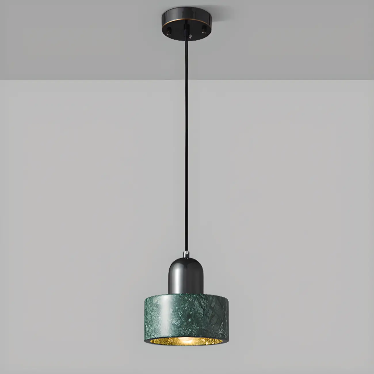 Modern Green Stone Cylinder Black Hanging Pendant Light | homeyfad