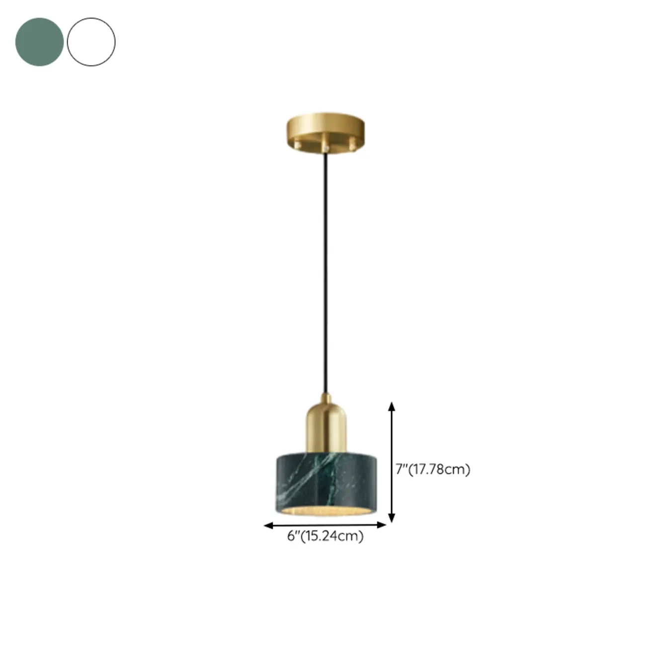 Modern Green Stone Cylinder Black Hanging Pendant Light | homeyfad
