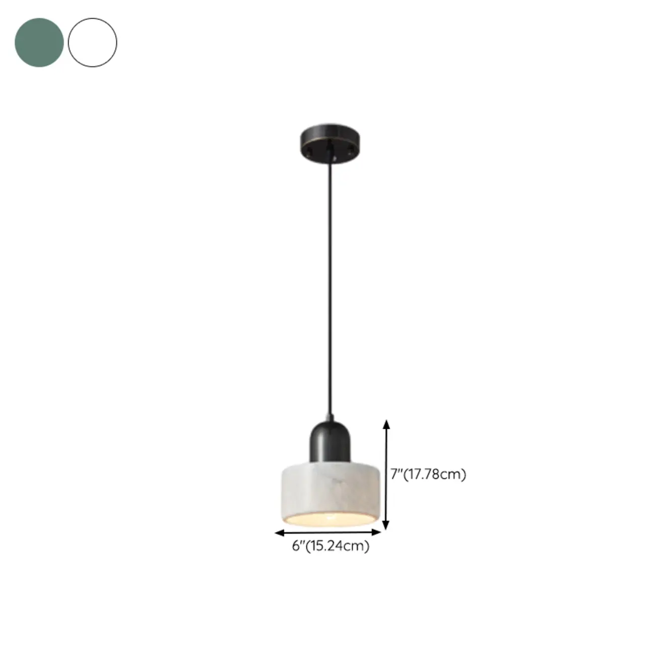 Modern Green Stone Cylinder Black Hanging Pendant Light | homeyfad