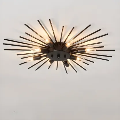 Grand Gold Metal Sputnik Semi Flush Mount Ceiling Light Image - 11