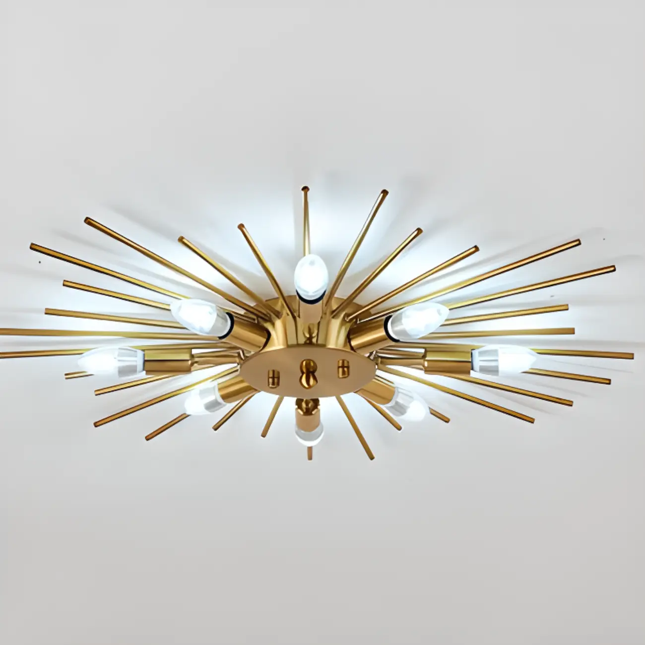 Grand Gold Metal Sputnik Semi Flush Mount Ceiling Light Image - 12 | homeyfad