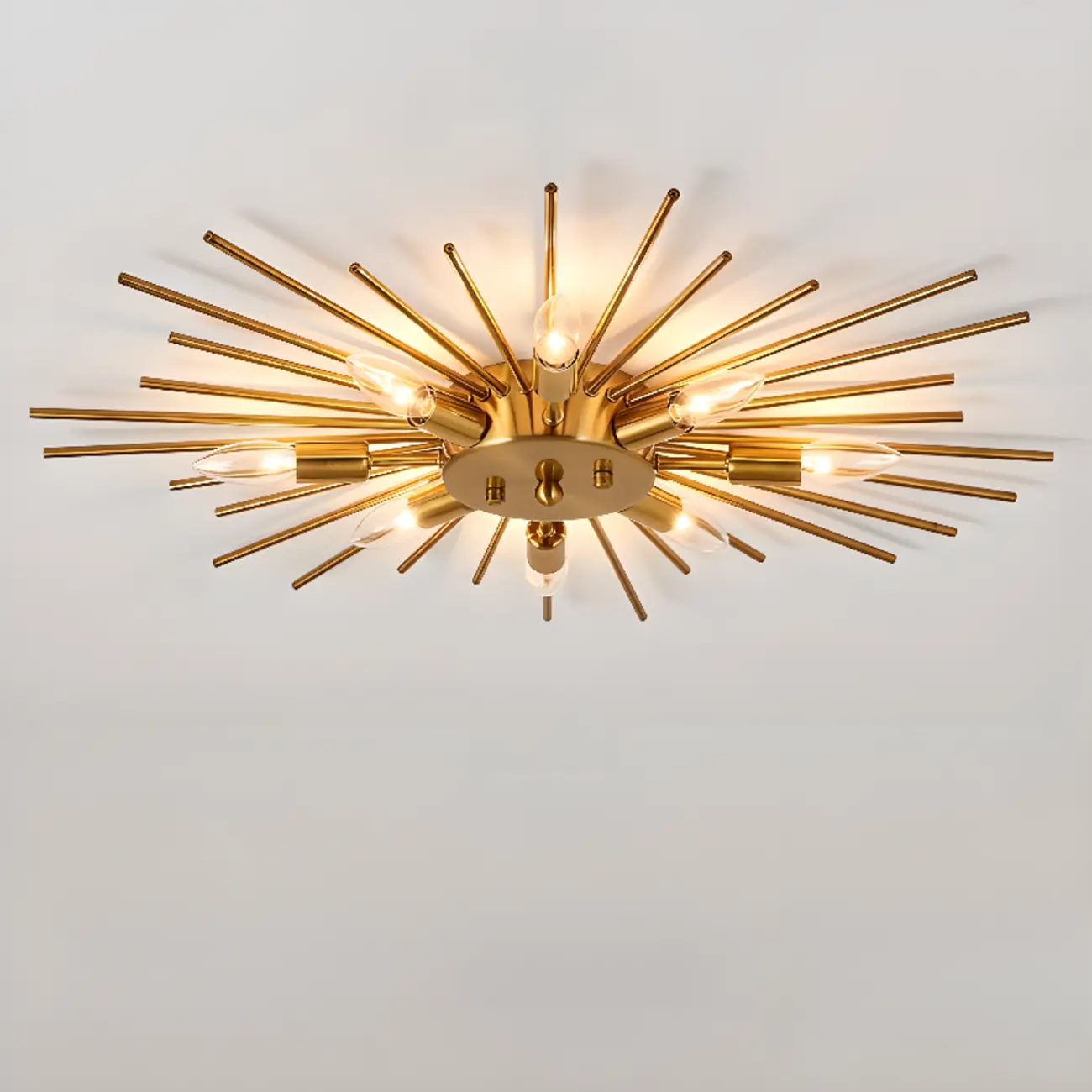 Grand Gold Metal Sputnik Semi Flush Mount Ceiling Light Image - 13 | homeyfad