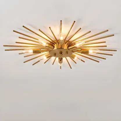 Grand Gold Metal Sputnik Semi Flush Mount Ceiling Light Image - 13