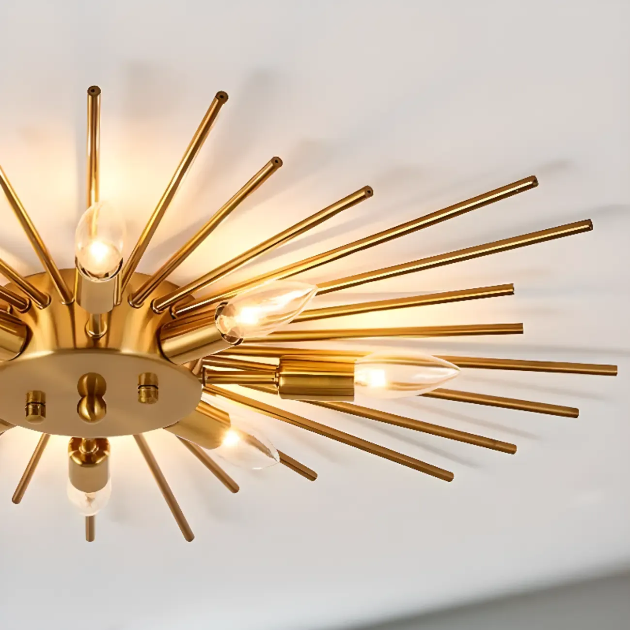 Grand Gold Metal Sputnik Semi Flush Mount Ceiling Light Image - 16