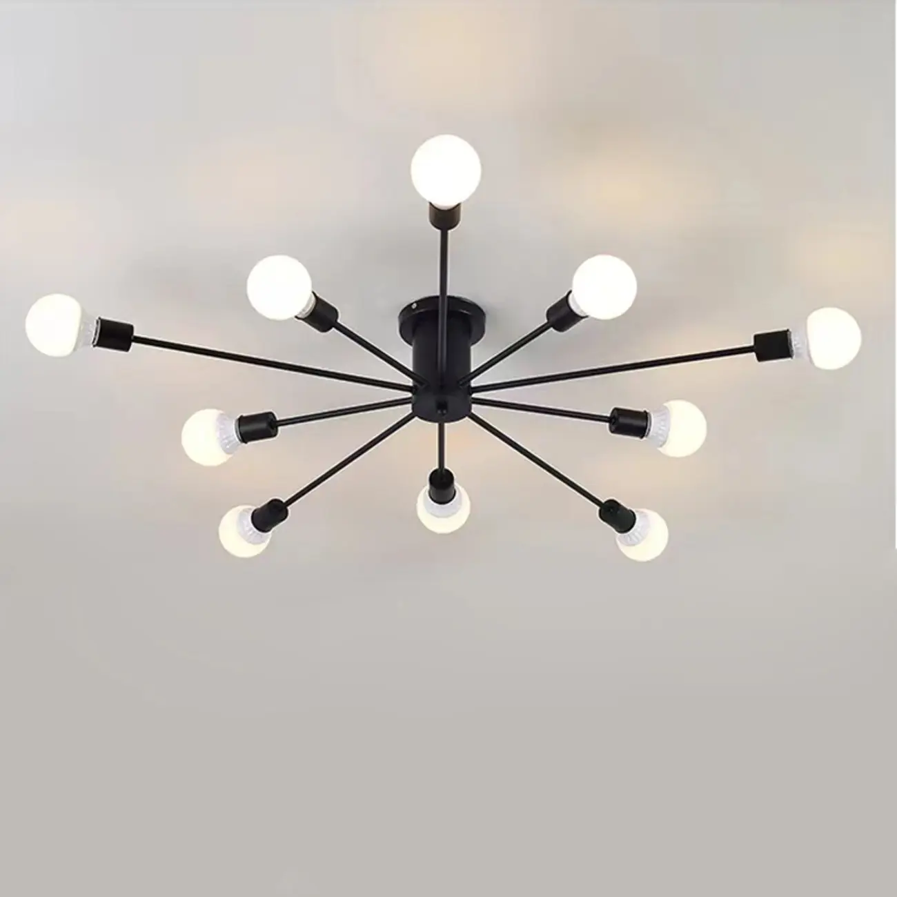 10-Light Gold Sputnik Semi Flush Ceiling Light Image - 6 | homeyfad