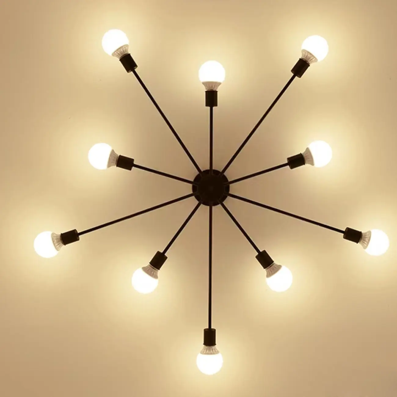 10-Light Gold Sputnik Semi Flush Ceiling Light Image - 9 | homeyfad