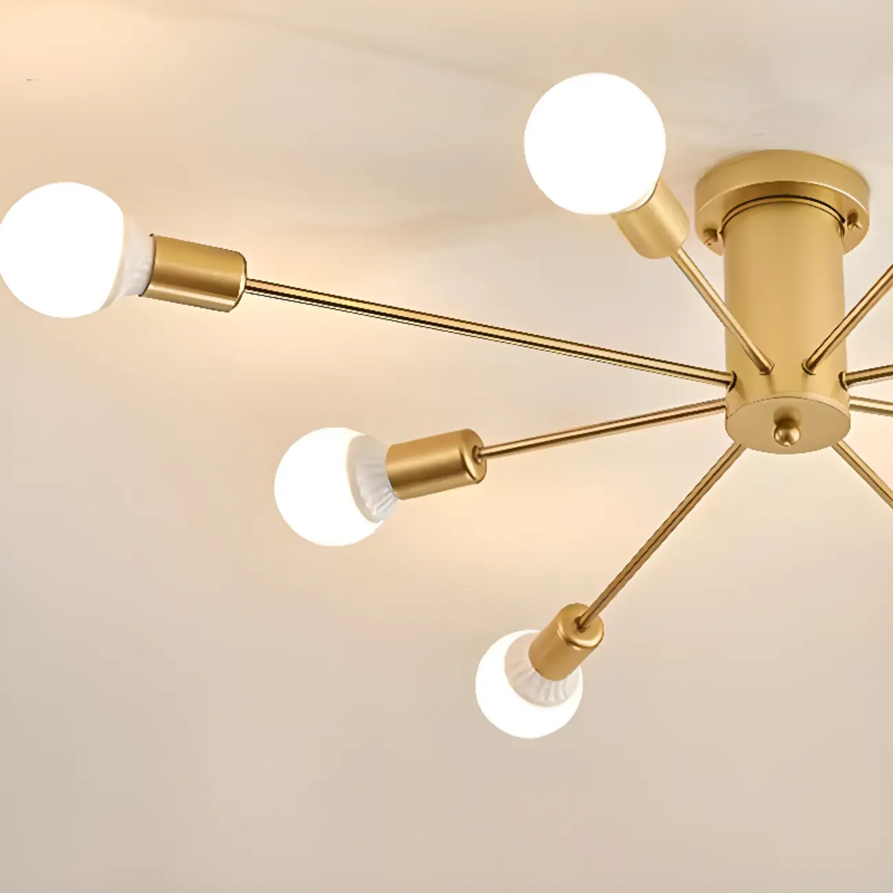10-Light Gold Sputnik Semi Flush Ceiling Light Image - 11 | homeyfad