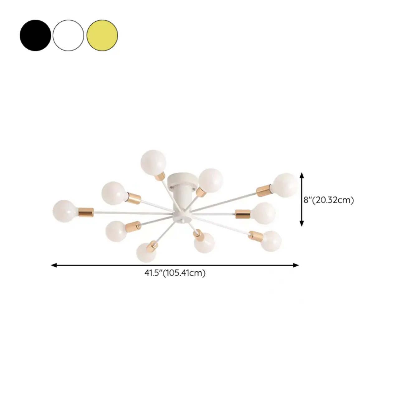 10-Light Gold Sputnik Semi Flush Ceiling Light Image - 14 | homeyfad