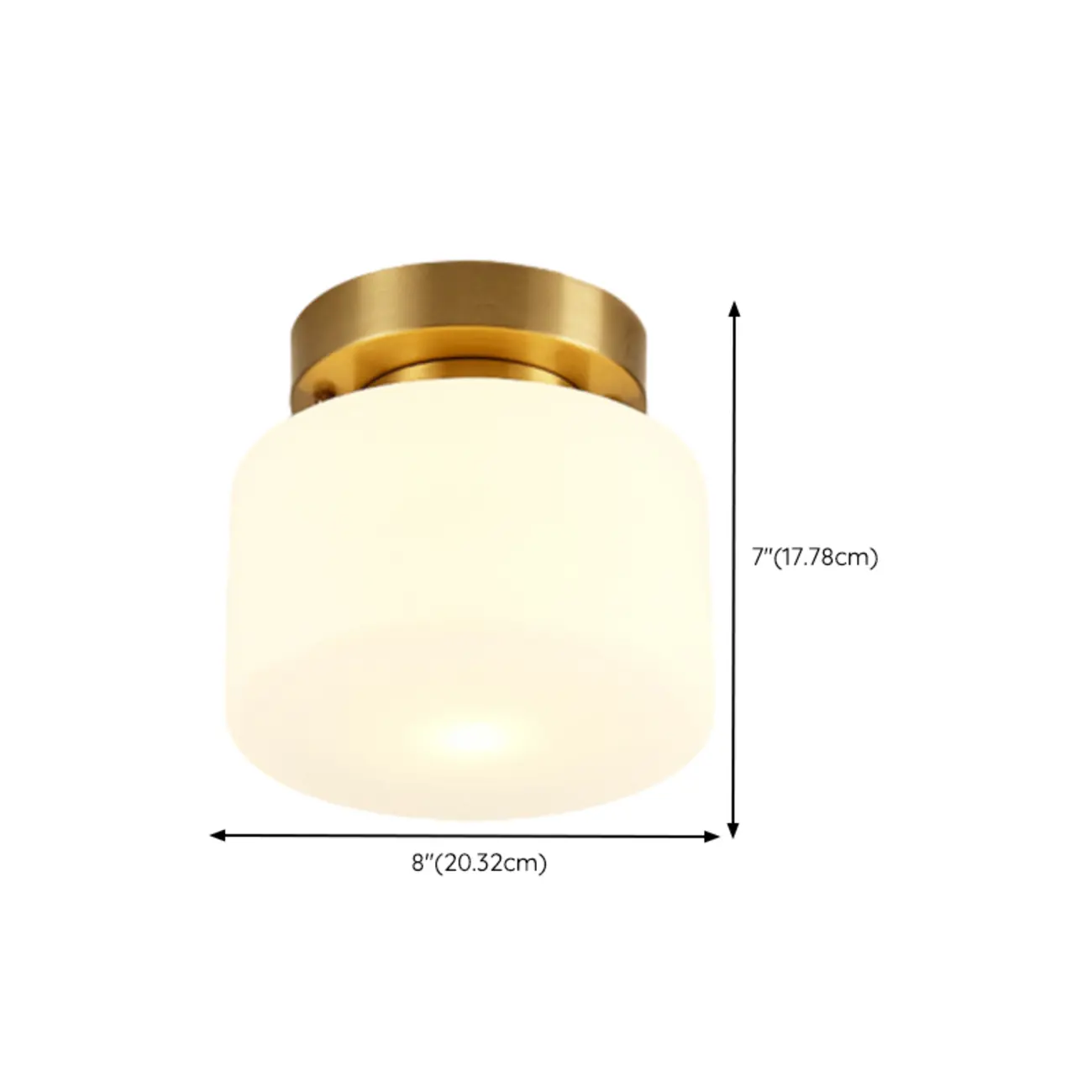 Modern White Glass Drum Golden Semi Flush Ceiling Light  #size