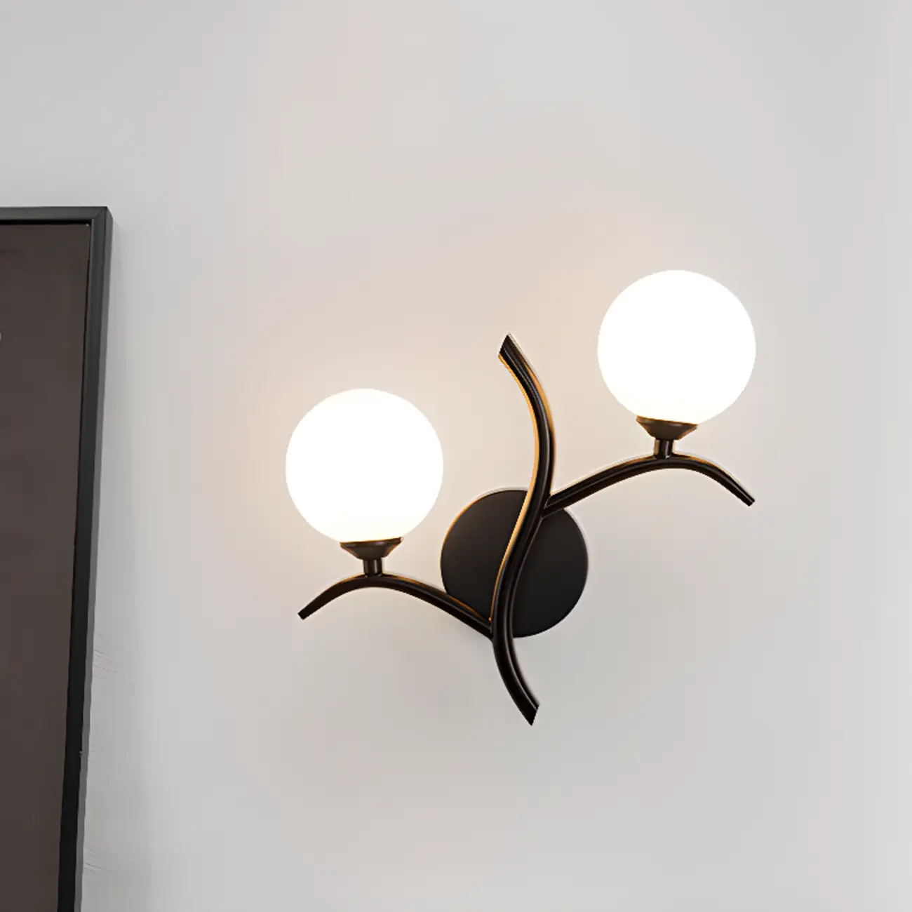 Modern 2-Light Wall Sconce with Glass Globes for Bedroom | homeyfad
